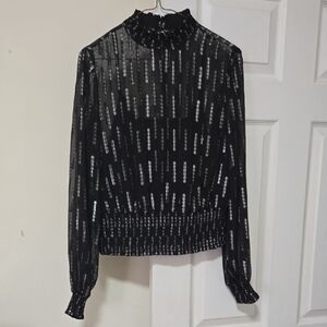 Express Black and Silver Patterned Blouse
